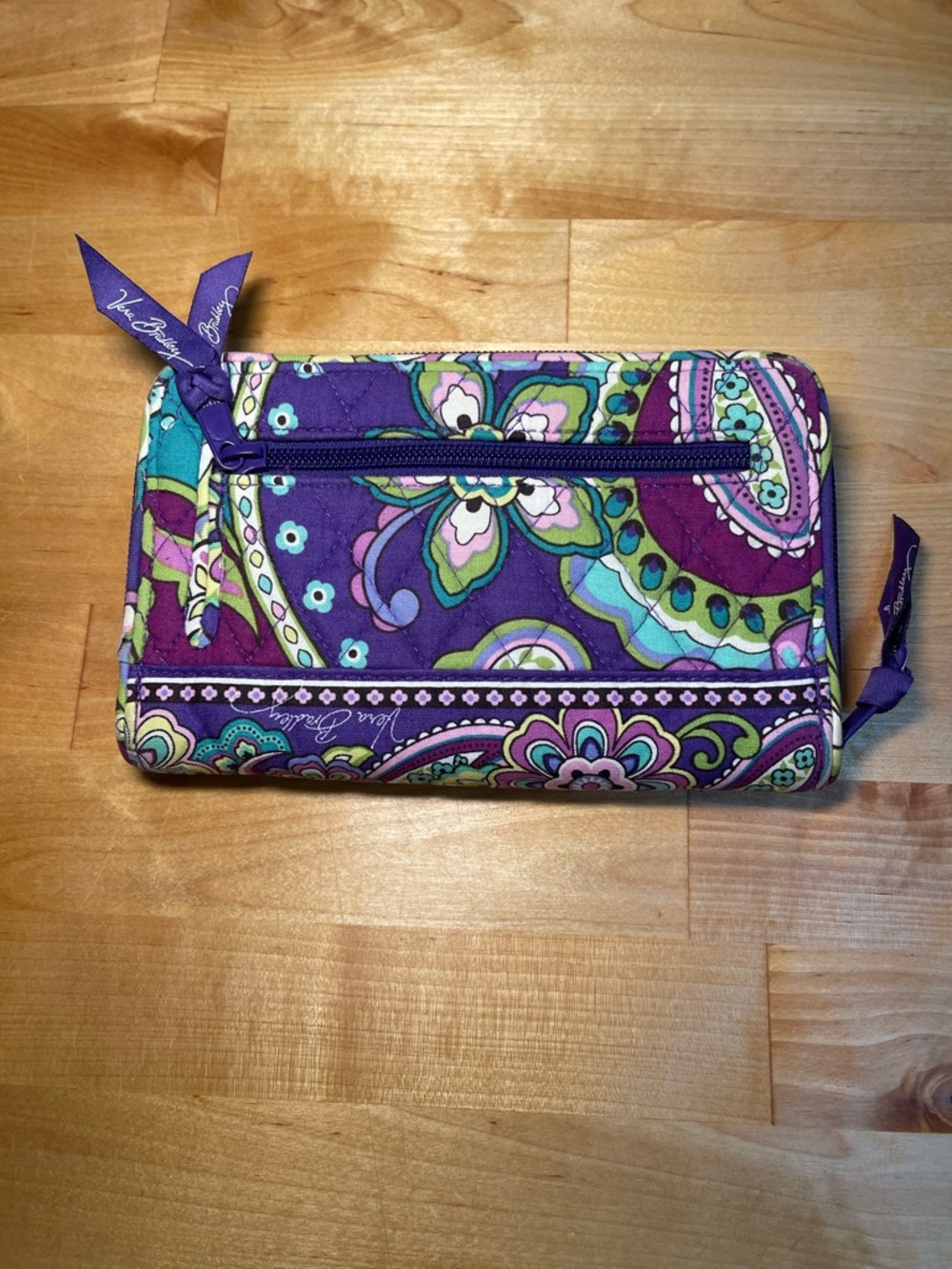 Vera Bradley Teal Purple Paisley Quilted Heather Hipster Crossbody Wallet Bundle - Picture 12 of 16